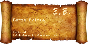 Berze Britta névjegykártya